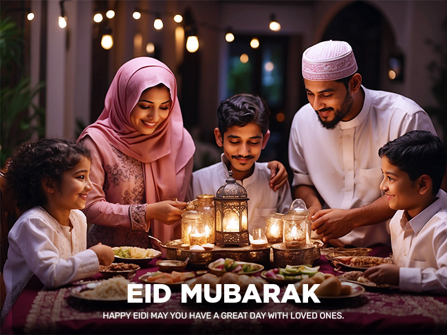 Happy Eid! May you have a great day with loved ones.