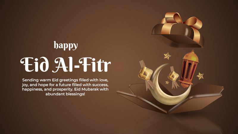 Sending warm Eid greetings filled with love, joy, and hope for a future filled with success, happiness, and prosperity. Eid Mubarak with abundant blessings!